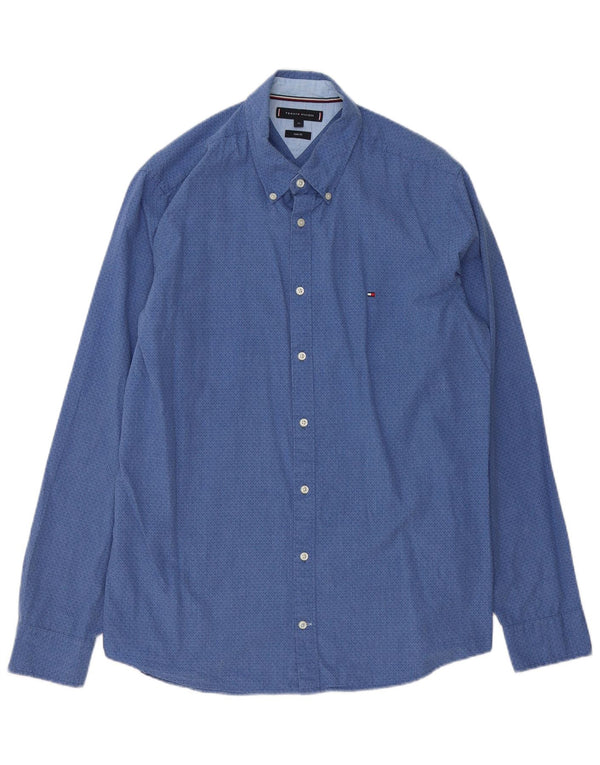 Tommy Hilfiger Chemise Slim Fit XL Bleu Géométrique Coton