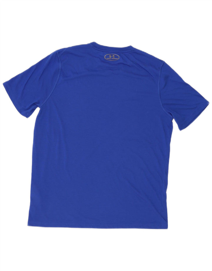 Under Armour Mens Heat Gear T-Shirt Top Large Blue Polyester