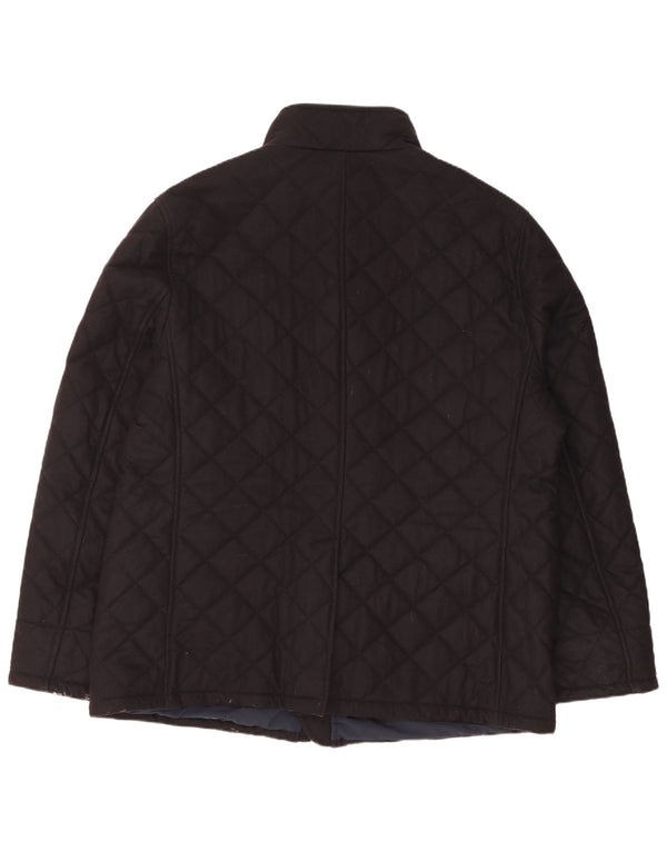 Vintage Mens Quilted Jacket IT 60 4XL Navy Blue Wool