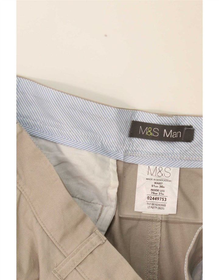 Marks & Spencer Mens Straight Chino Trousers W36 L31 Grey Polyester