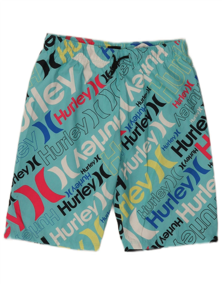 Hurley Boys Graphic Swimming Shorts 12-13 Years Large Turquoise Polyester
