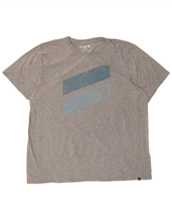 Hurley Mens Graphic T-Shirt Top 2XL Grey Cotton