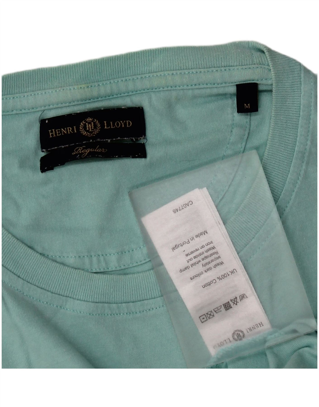 Henri Lloyd Mens Graphic T-Shirt Top Medium Turquoise Cotton