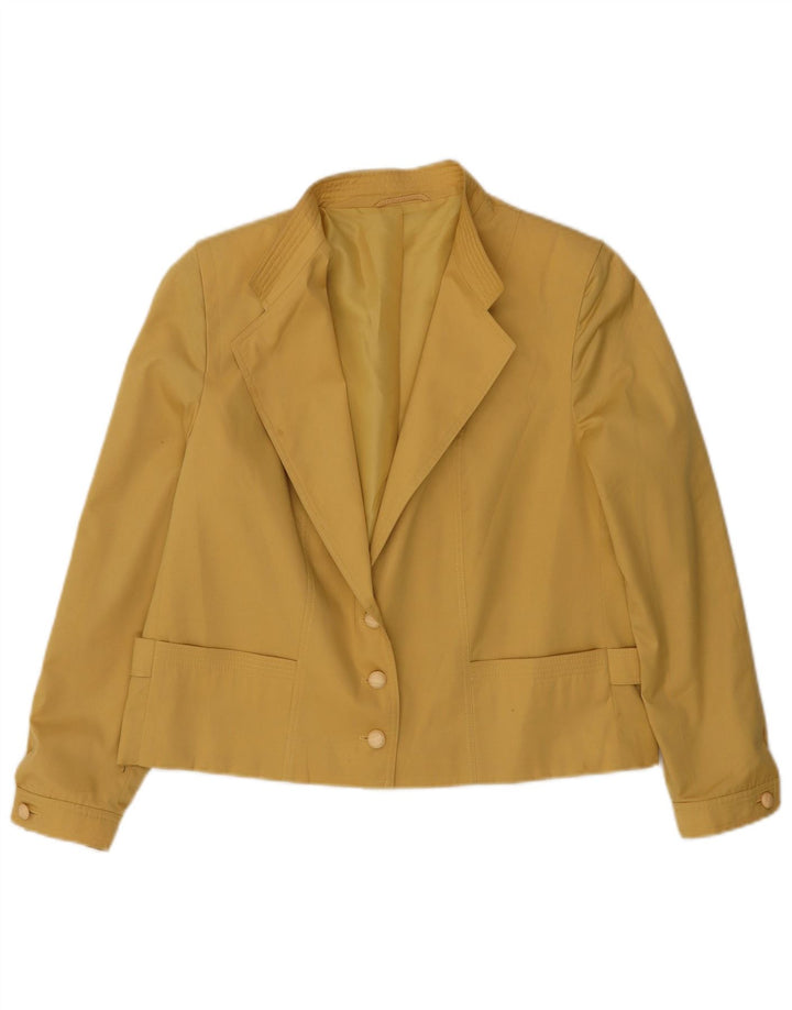 Hucke Womens Crop 3 Button Blazer Jacket EU 42 Large Yellow Cotton