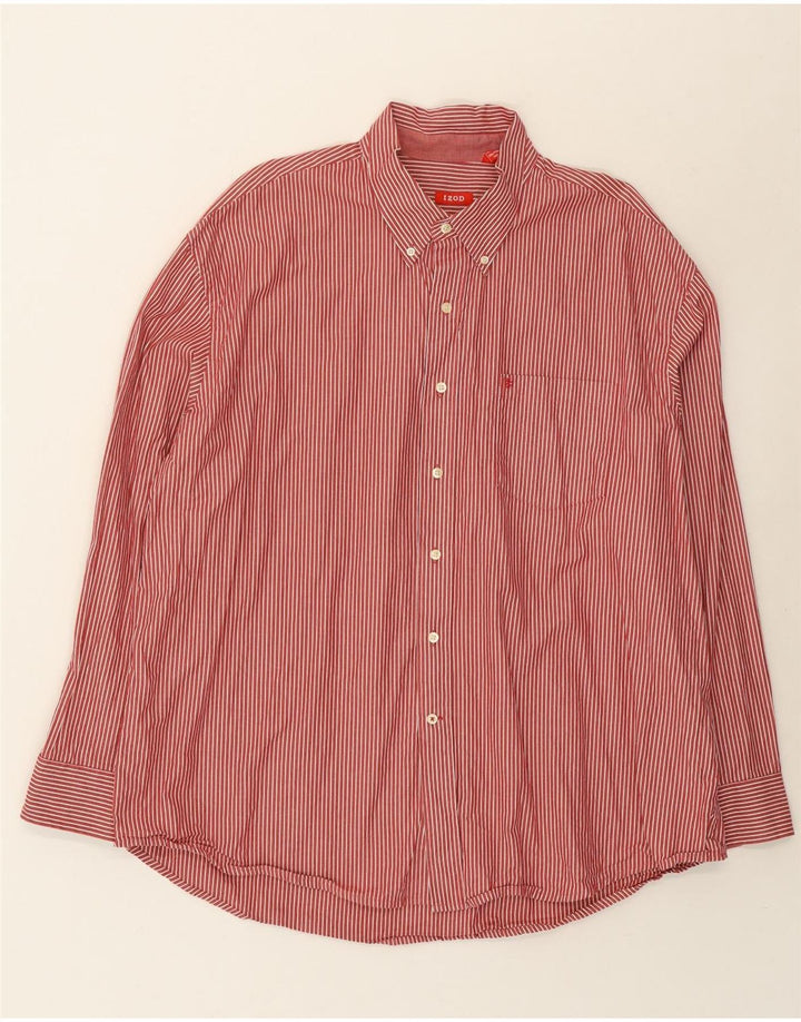 IZOD Mens Shirt 2XL Red Striped Cotton Vintage Izod and Second-Hand Izod from Messina Hembry 