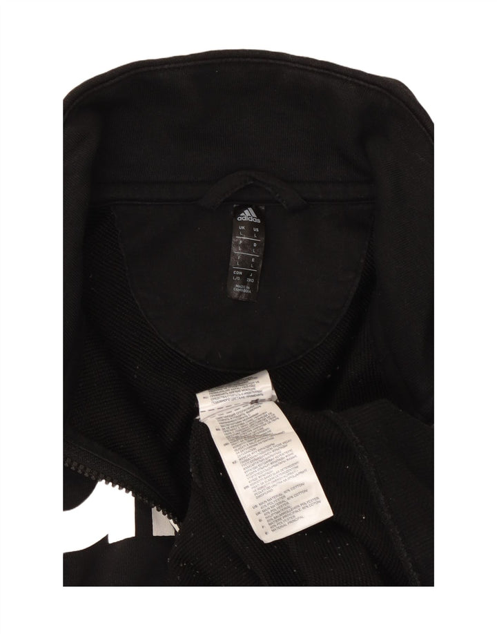 ADIDAS Mens Graphic Tracksuit Top Jacket Large Black Cotton