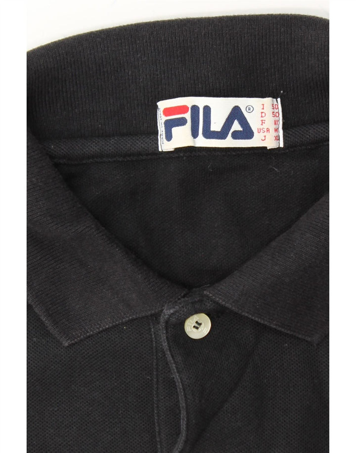 FILA Mens Polo Shirt IT 50 Medium Black Cotton Vintage Fila and Second-Hand Fila from Messina Hembry 