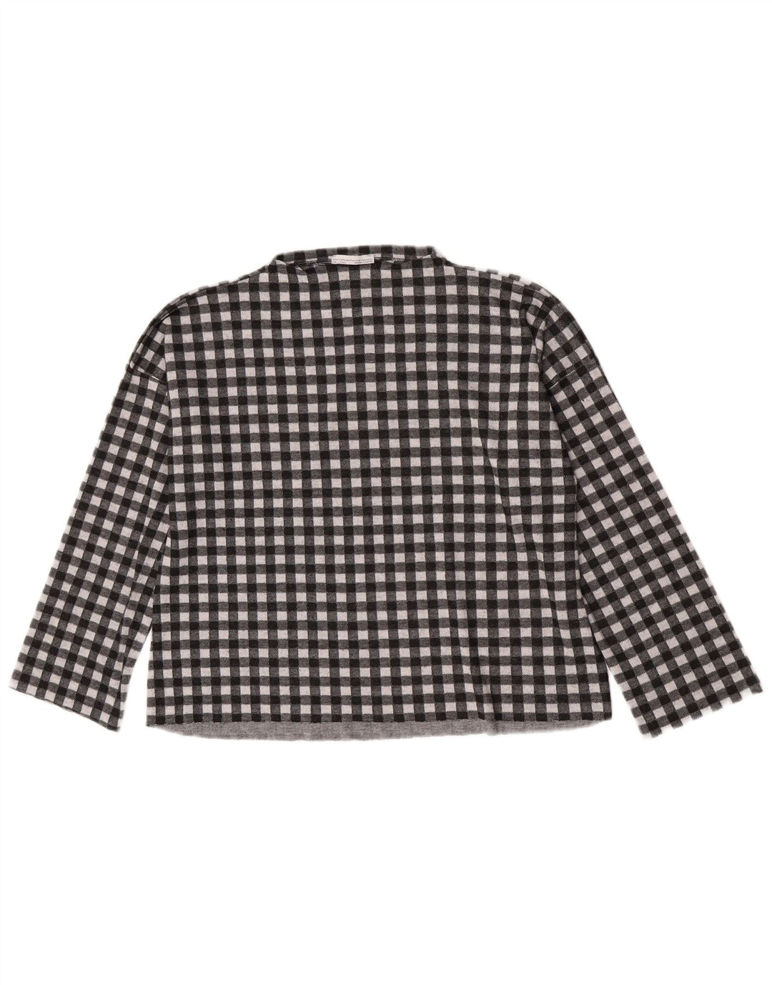 Zara Womens Oversized Top Long Sleeve UK 10 Small Black Gingham Polyester