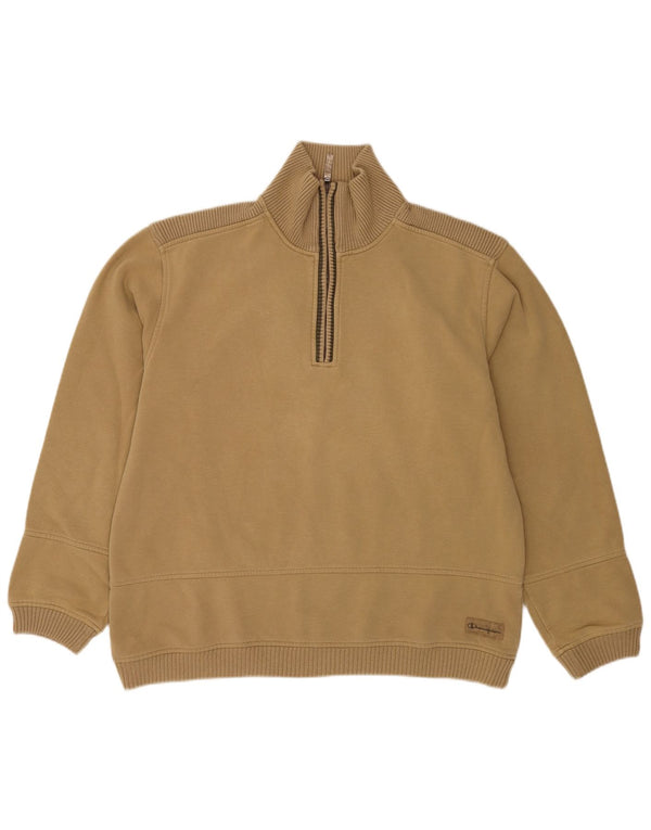 Champion Sweat-shirt col zippé pour homme XL en coton beige