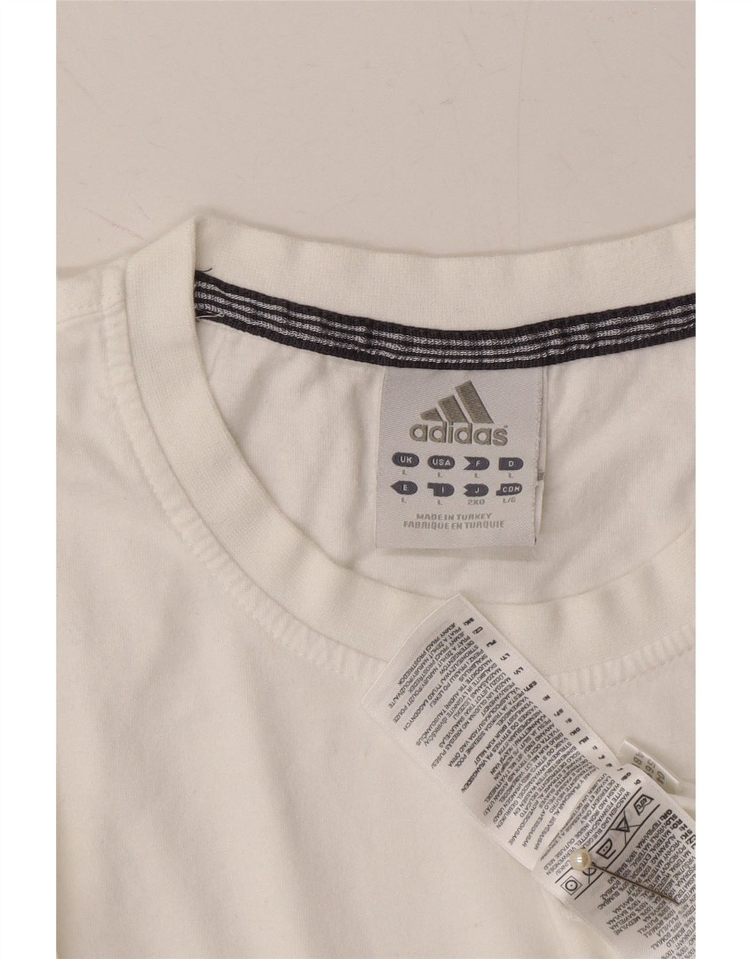 ADIDAS Mens T-Shirt Top Large White Cotton Vintage Adidas and Second-Hand Adidas from Messina Hembry 