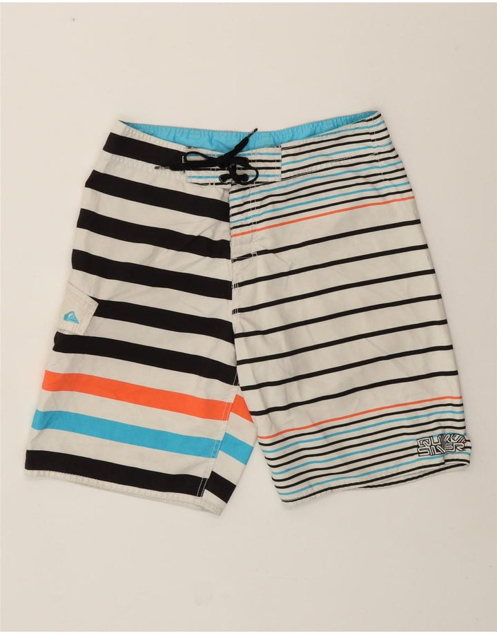 Pantaloncini da bagno da uomo QUIKSILVER a righe bianche medie