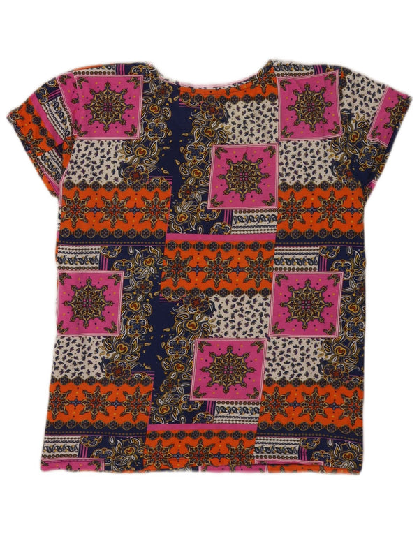 Vintage γυναικείο γραφικό μπλουζάκι κορυφαίο UK 14 Medium πολύχρωμο Φεστιβάλ