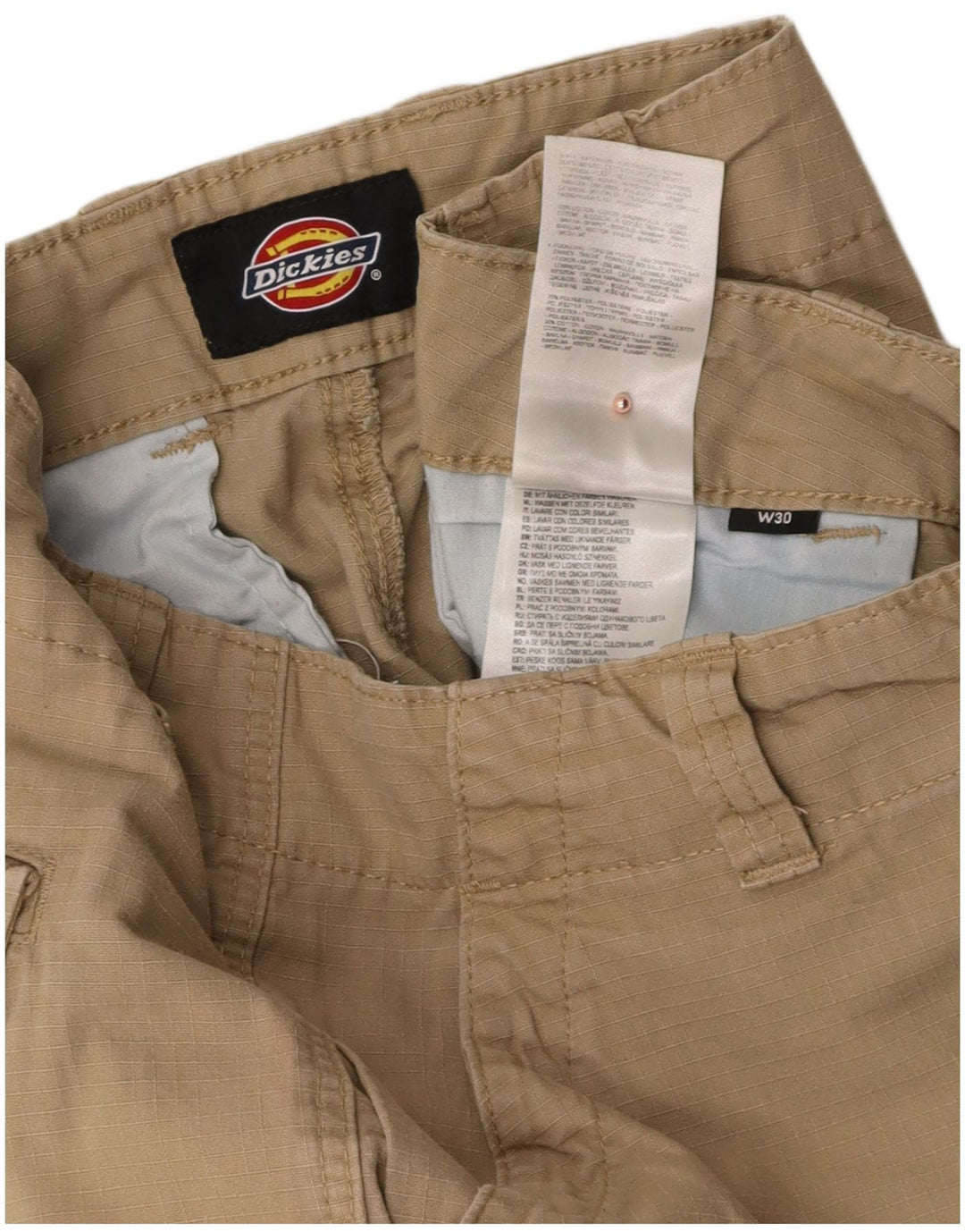 DICKIES Mens Straight Cargo Trousers W30 L29 Beige Cotton