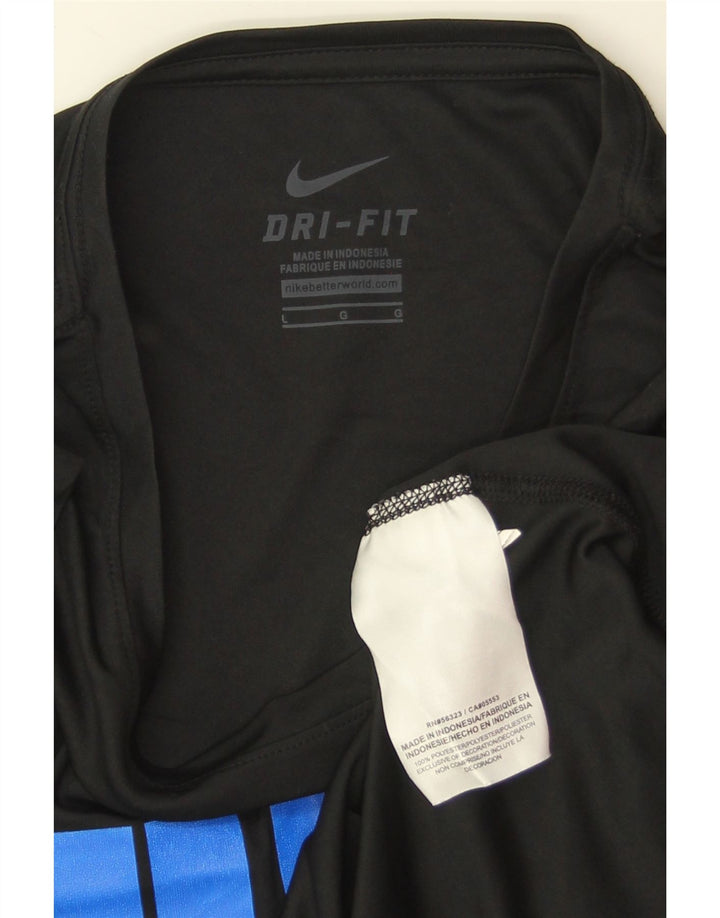 NIKE Womens Dri Fit Graphic T-Shirt Top UK 14 Large Black Polyester