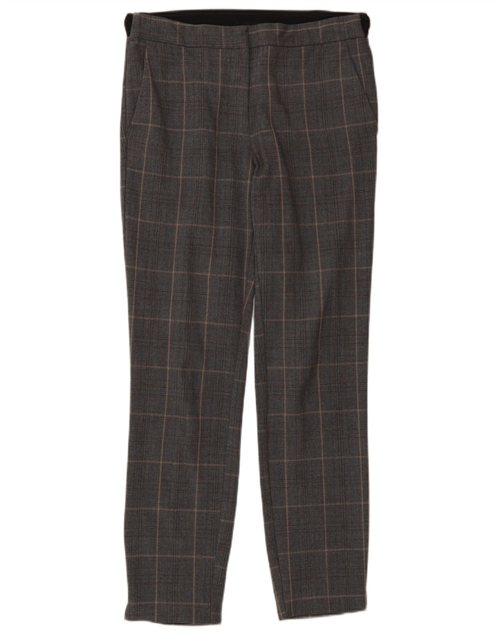 Zara Womens Slim Suit Trousers XS W24 L27 Grey Check Polyester