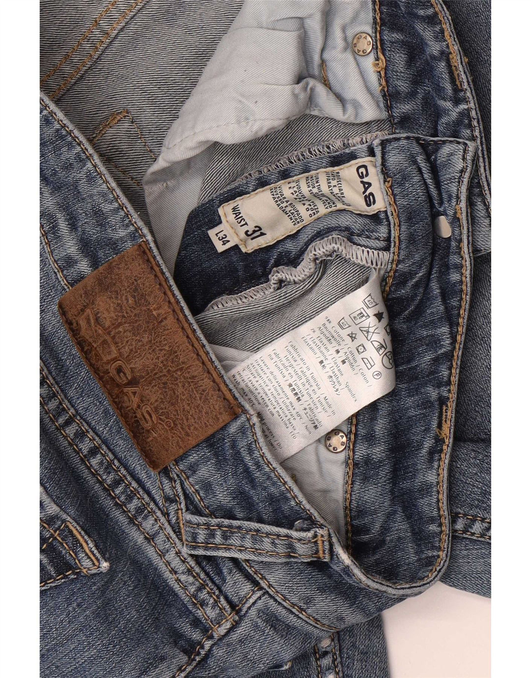 Gas Mens Slim Jeans W31 L29 Blue Cotton