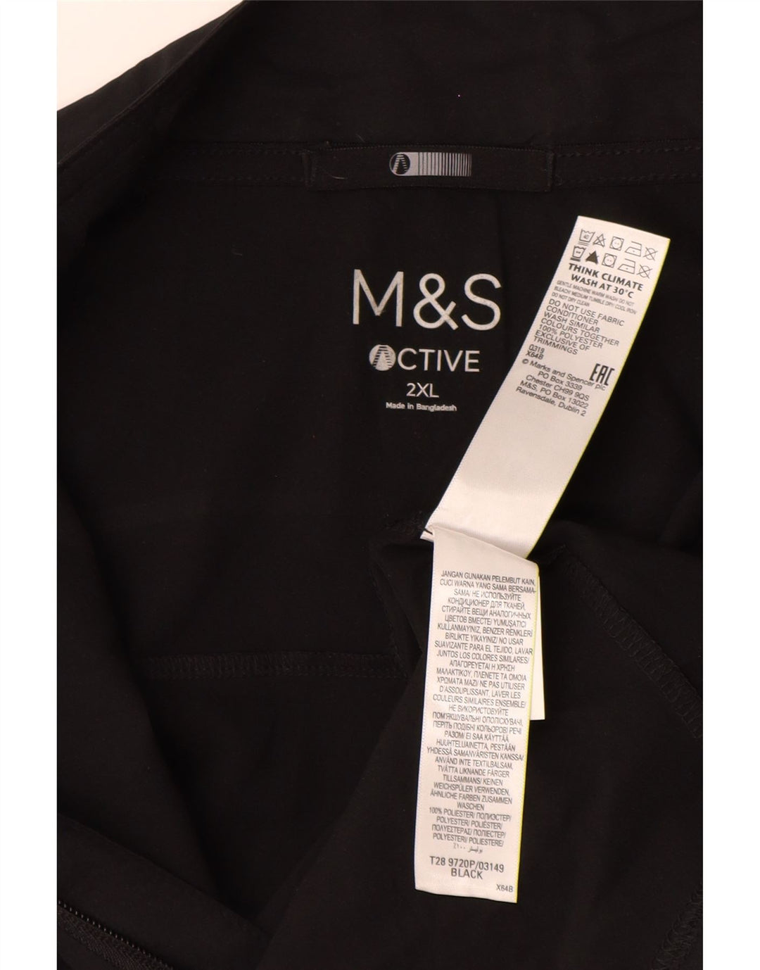 MARKS & SPENCER Mens Tracksuit Top Jacket 2XL Black Check Polyester