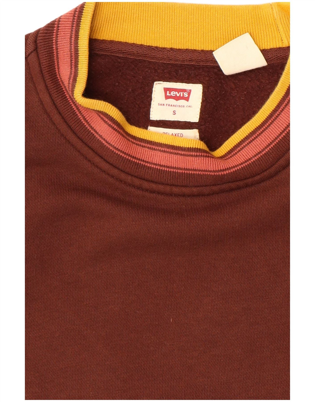 Levi's Mens Relaxed Sweatshirt Jumper Small Brown Colourblock Cotton