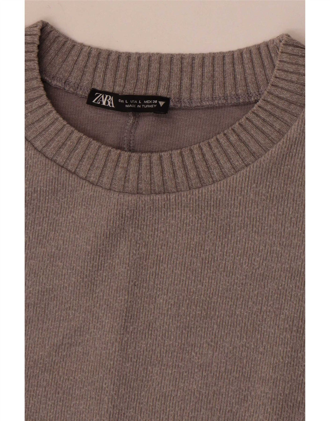 Zara Womens Oversized Crew Neck Jumper Sweater UK 14 Large Grey