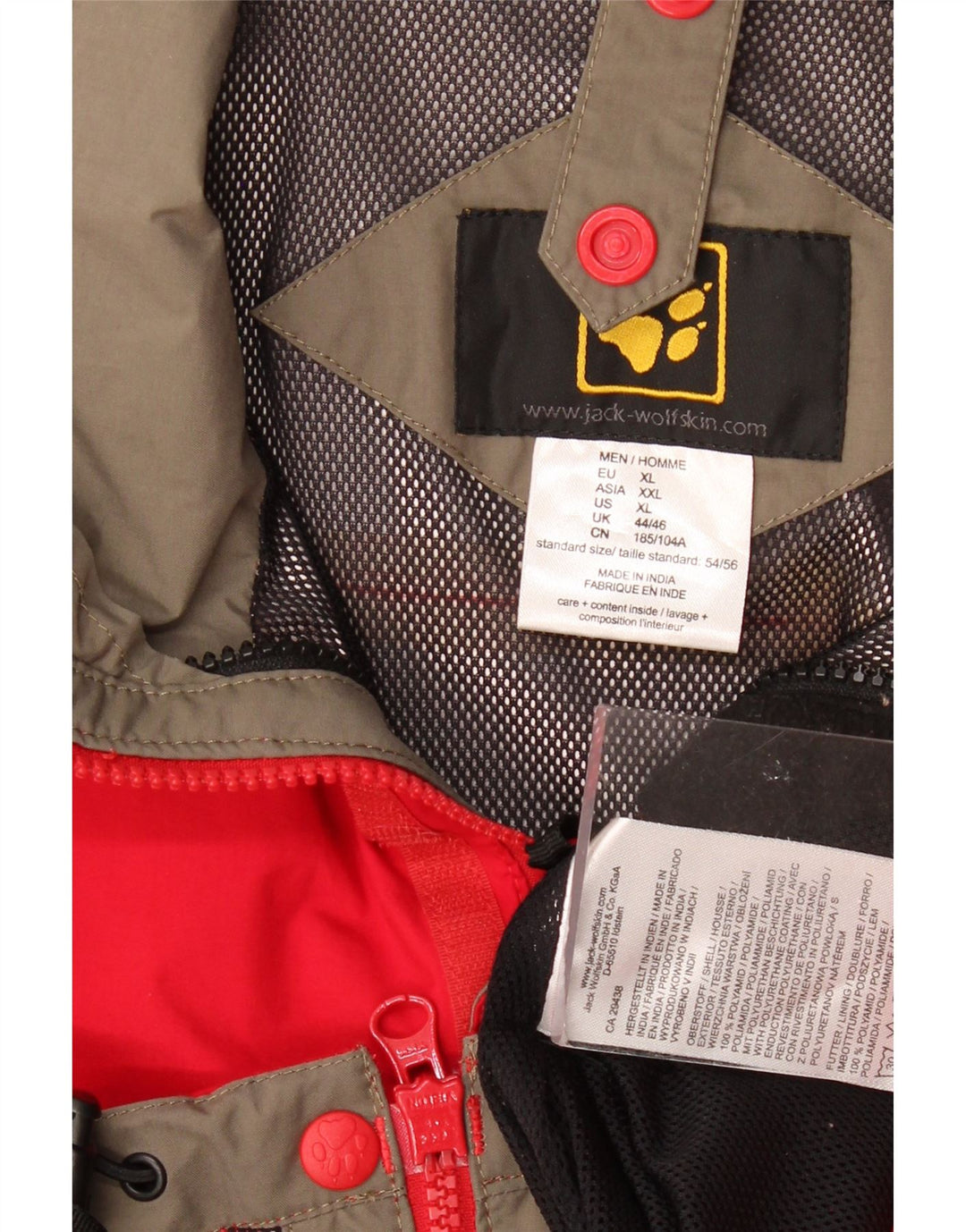JACK WOLFSKIN Mens Rain Jacket UK 44/46 XL Red Colourblock Polyamide