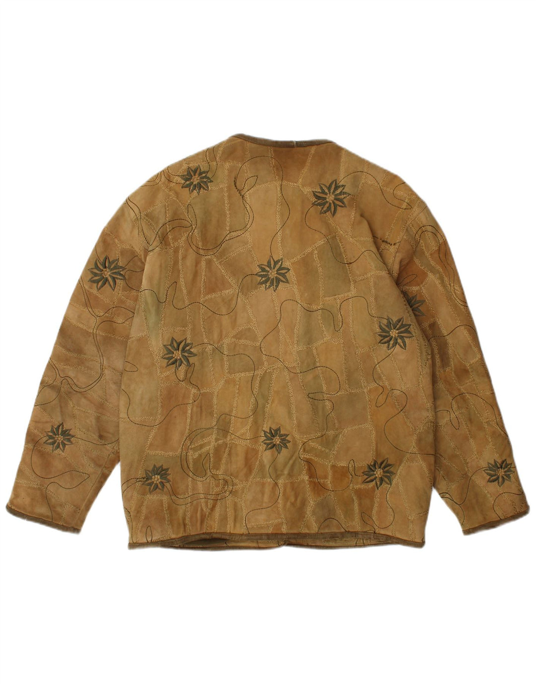 Vintage dame 5-knaps ruskind blazerjakke EU 40 Medium Brown Floral
