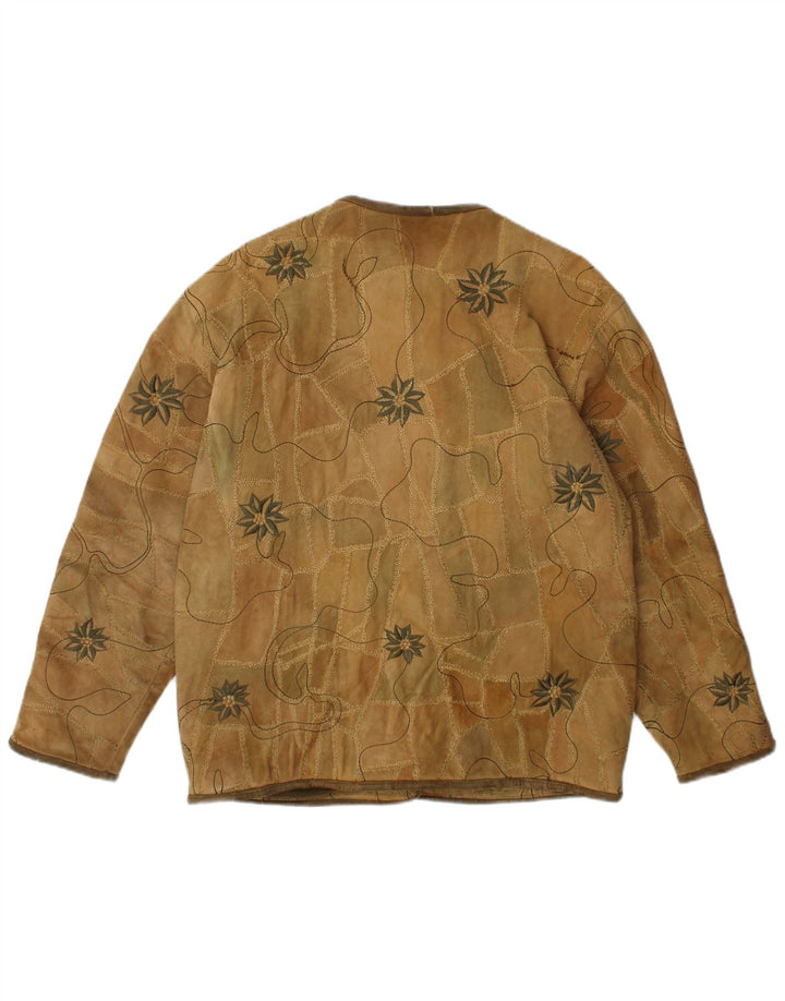 Vintage dame 5-knaps ruskind blazerjakke EU 40 Medium Brown Floral