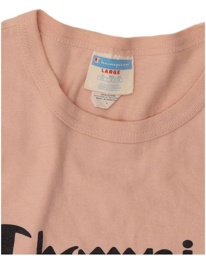 CHAMPION Mens Graphic T-Shirt Top Large Pink Cotton
