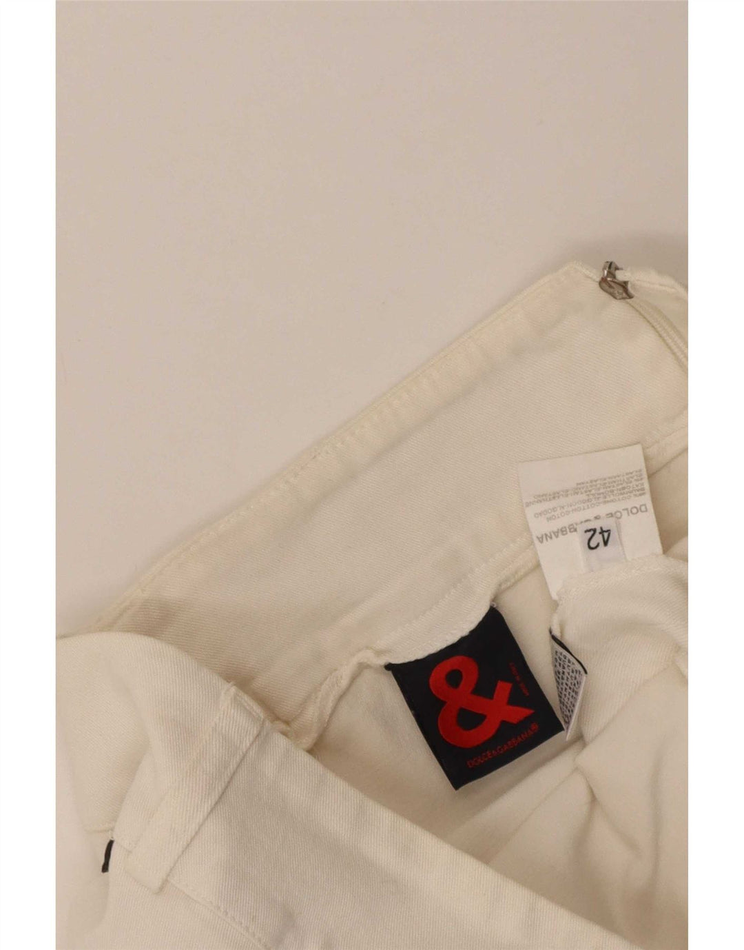 Dolce & Gabbana Womens Straight Skirt IT 42 Medium W30 White Cotton