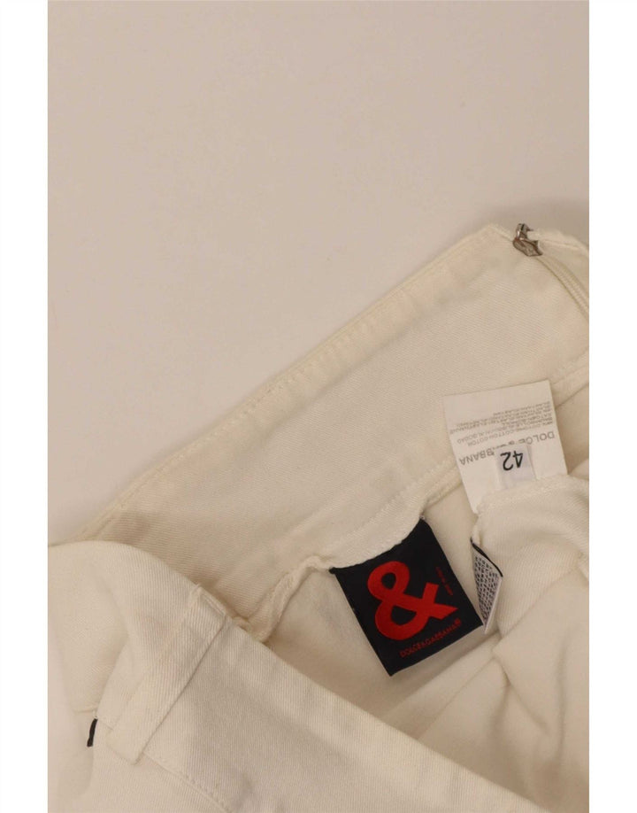 Dolce & Gabbana Womens Straight Skirt IT 42 Medium W30 White Cotton