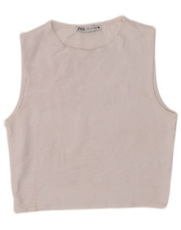 Top cu vestă pentru femei Zara UK 4 XS Bumbac alb