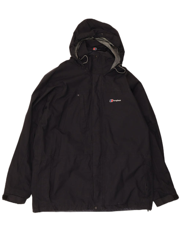 Berghaus Mens Hooded Rain Jacket UK 42 XL Black Nylon