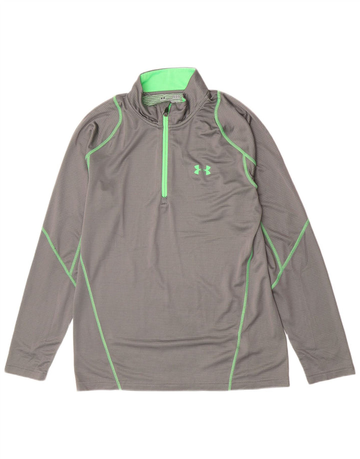 Under Armour Herre Zip Neck Top Langærmet Stor Grå Polyester Sports