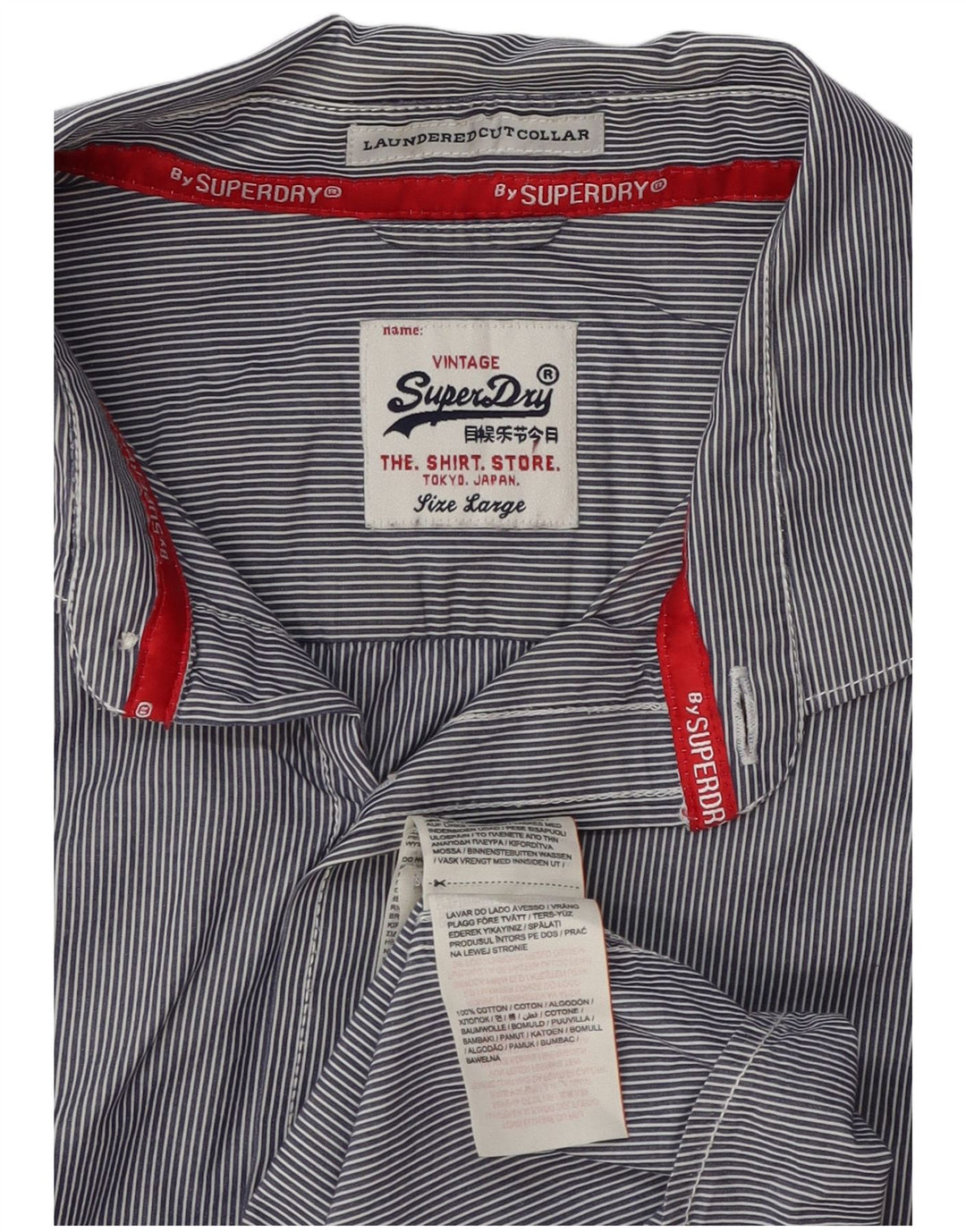 Superdry Boys Laundered Cut Collar Shirt 15-16 Years Large Navy Blue