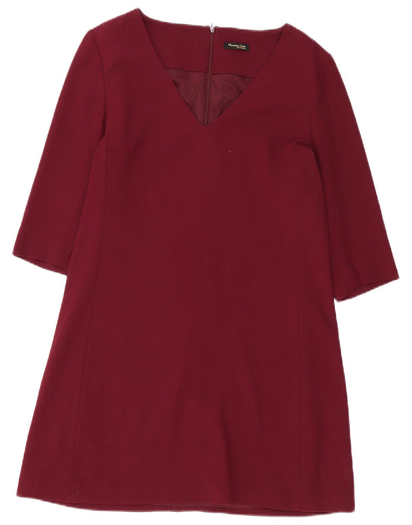 Massimo Dutti Vestido Vaina Manga 3/4 Mujer EU 40 Medium Borgoña
