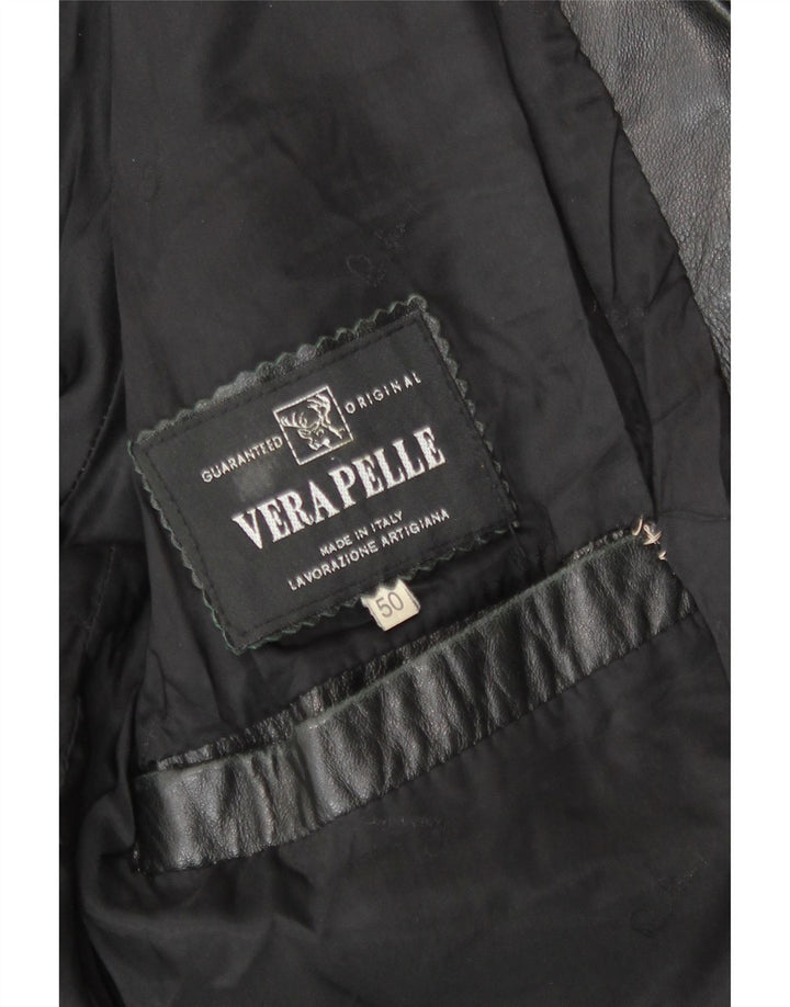 Vintage Mens Leather Jacket IT 50 Large Grey Leather