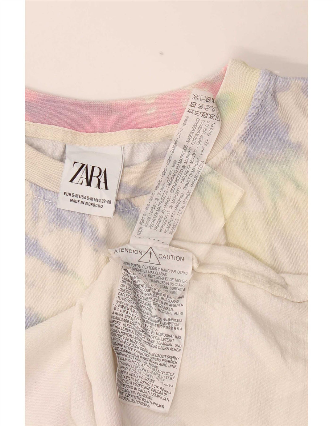 Zara Mens Vest Top Small Multicoloured Tie Dye Cotton