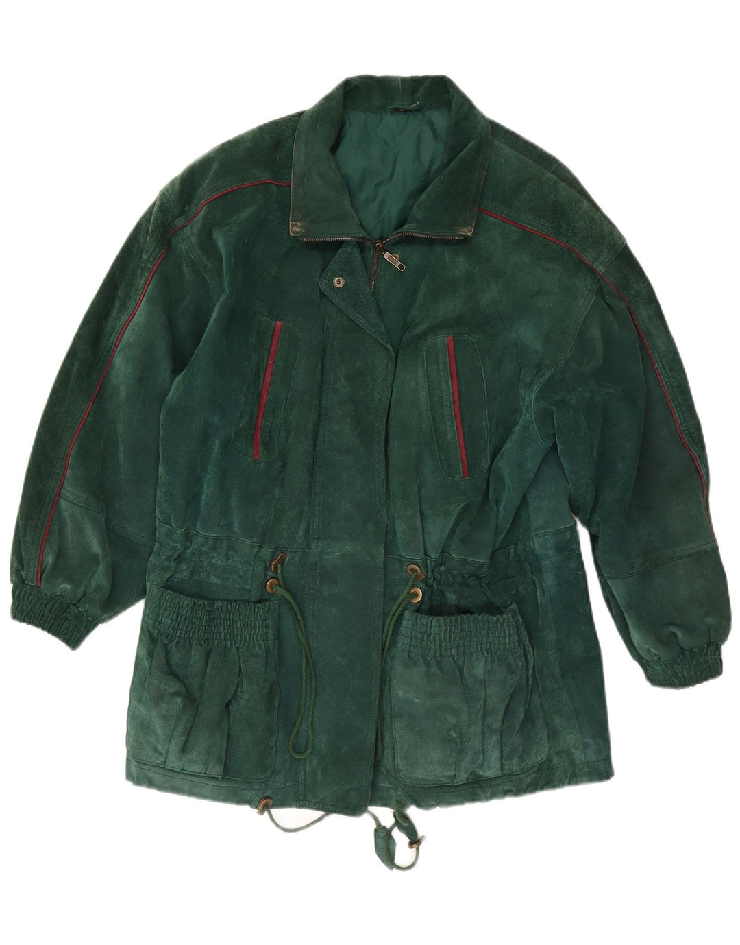 C & A Womens Oversized Suede Overcoat EU 38 Medium Green Leather