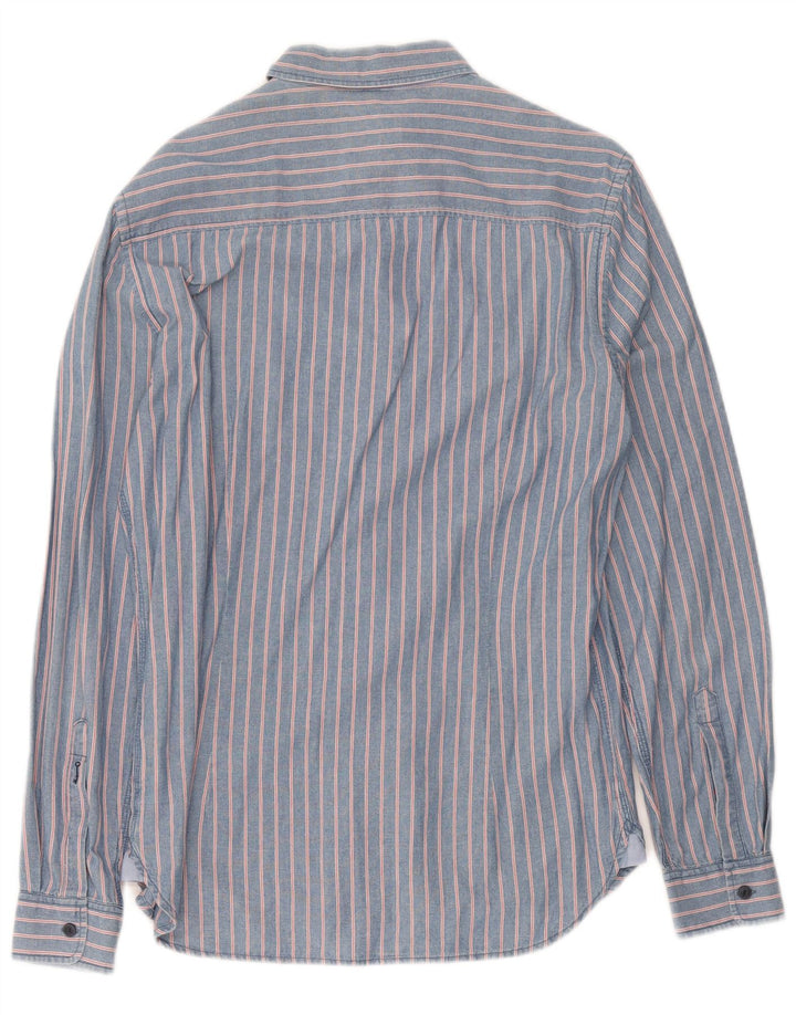 PEPE Jeans Mens Denim Shirt Medium Blue Pinstripe Cotton