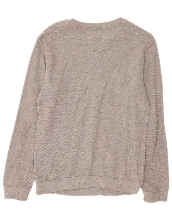 Zara Mens Boat Neck Jumper Sweater Medium Grey Cotton