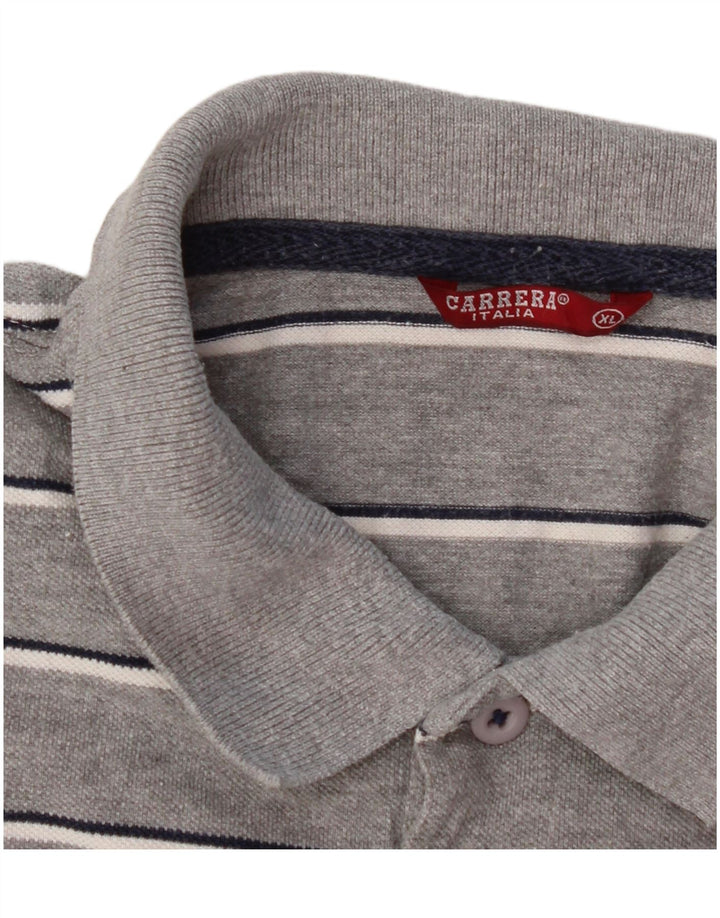 CARRERA Mens Polo Shirt XL Grey Striped Cotton Vintage Carrera and Second-Hand Carrera from Messina Hembry 