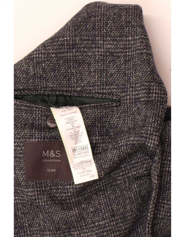 Marks & Spencer Ανδρικό σακάκι μπλέιζερ με 2 κουμπιά UK 36 Small Navy Blue Check
