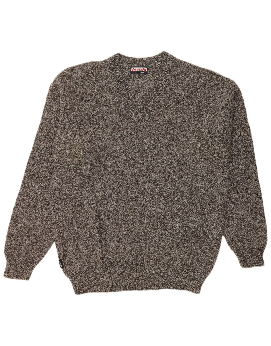 Invicta Mens V-Neck Jumper Sweater Large Grey Flecked