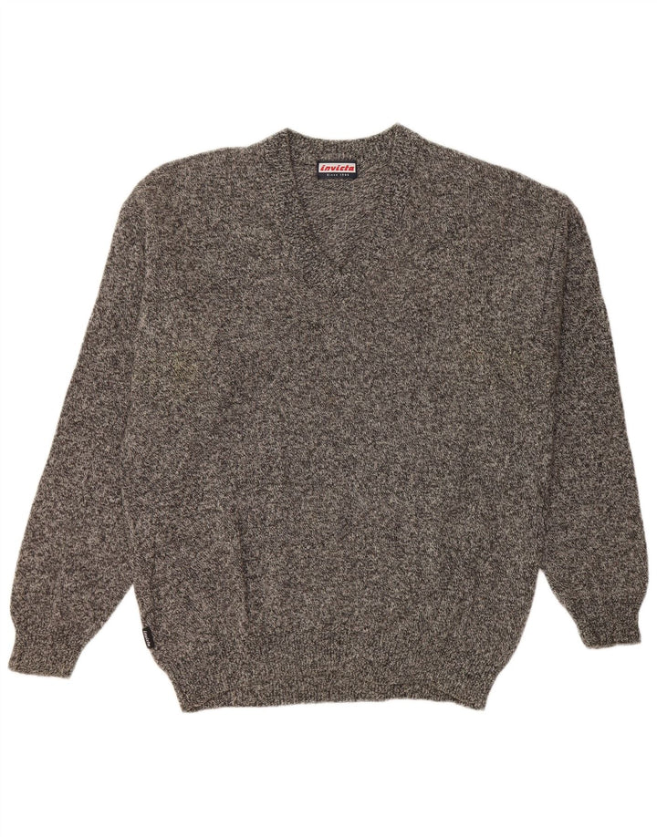 Invicta Mens V-Neck Jumper Sweater Large Grey Flecked