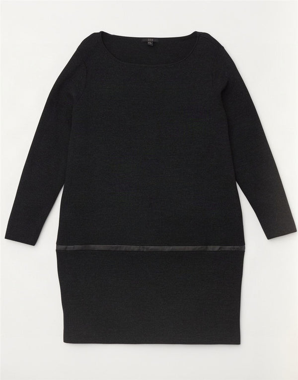 Cos vestido feminino de manga comprida UK 14 lã merino preta média
