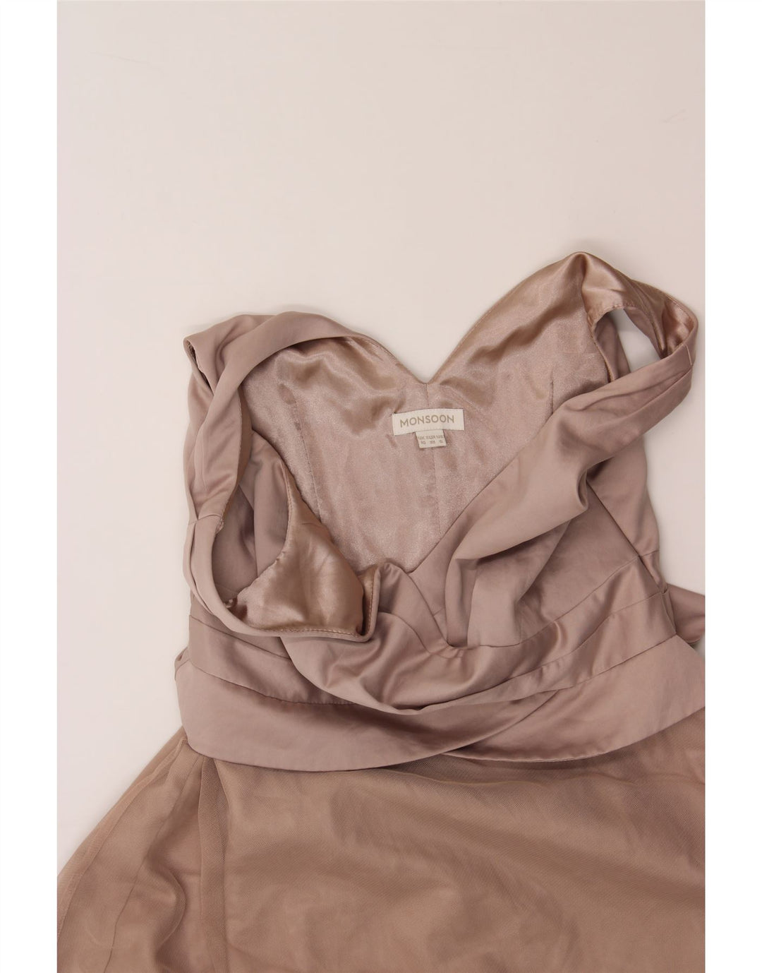 MONSOON Womens Sleeveless A-Line Dress UK 10 Small Beige Polyester Vintage Monsoon and Second-Hand Monsoon from Messina Hembry 