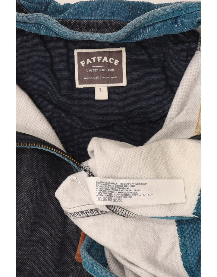 Fat Face Mens Zip Neck Sweatshirt Jumper Large Navy Blue Cotton