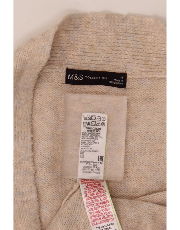 Marks & Spencer Womens Longline Cardigan Sweater UK 14 Medium Beige