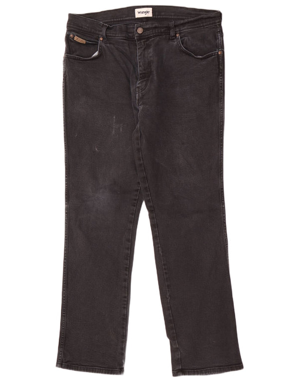 Wrangler Mens Texas Straight Jeans W36 L32 Black Cotton