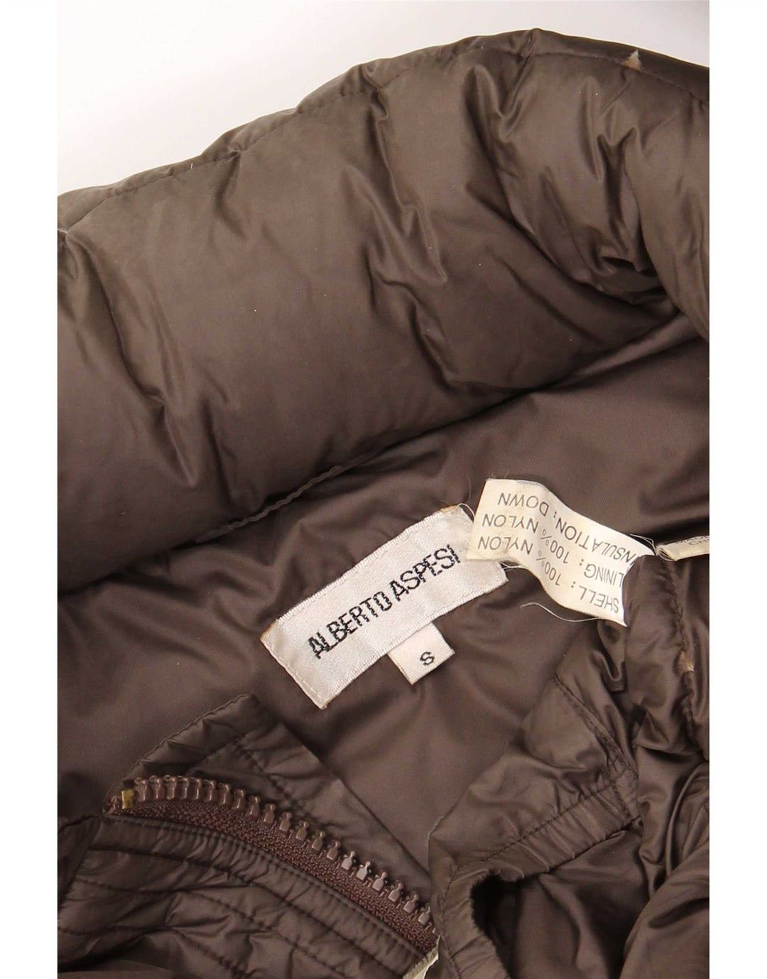 Alberto Aspesi Mens Hooded Padded Jacket UK 36 Small Brown Nylon