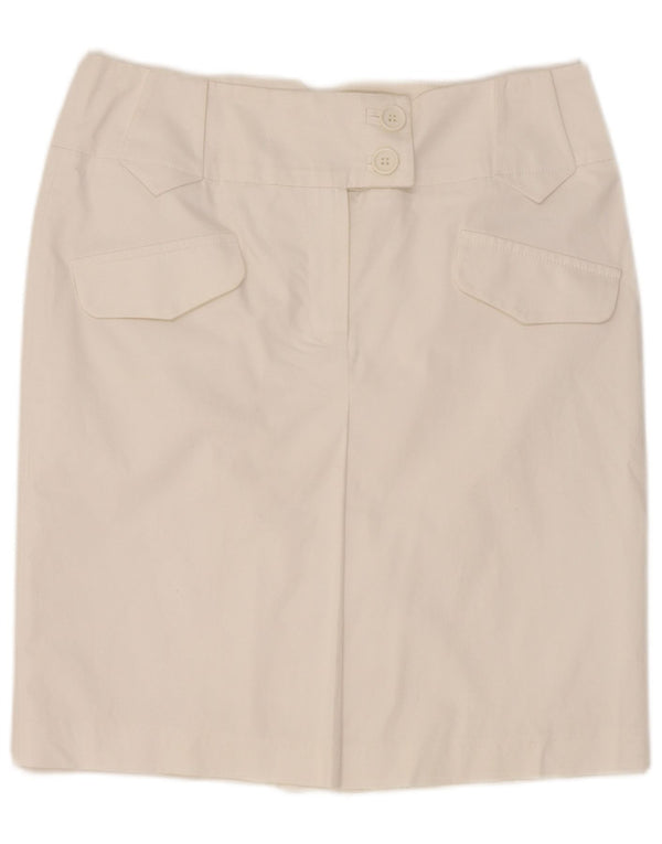 Marks & Spencer Γυναικεία ίσια φούστα UK 12 Medium W30 Λευκή Βαμβακερή